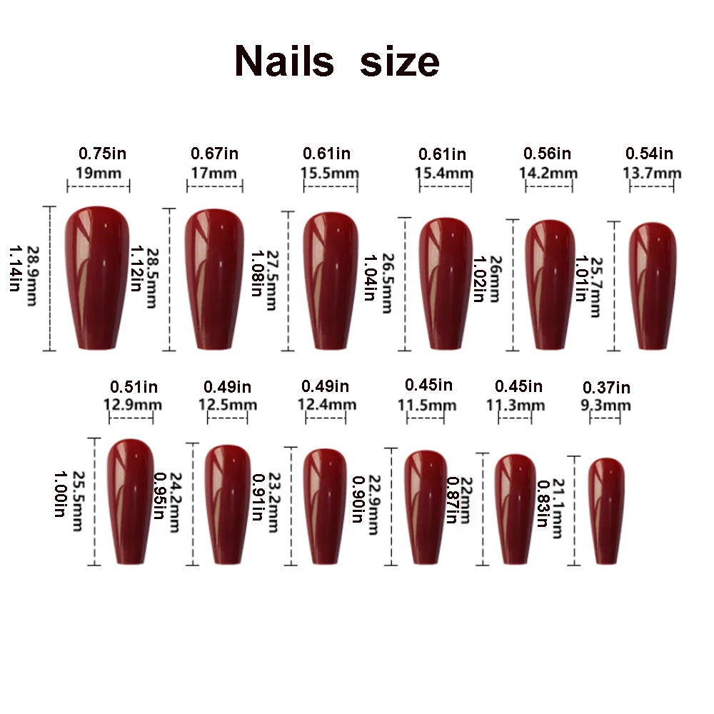 24pcs/set Medium long square fake nails for women girls cute heart flowers feather butterfly design press on false nail art tips.
