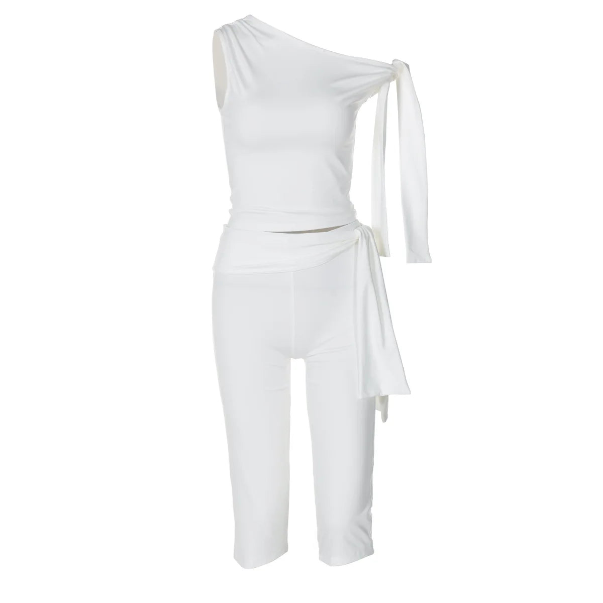 Tossy White Shorts 2 Piece-Set Female See-Through Slim Pleated Fashion Cropped Top And High Waist Shorts Sets Women's Outfits.