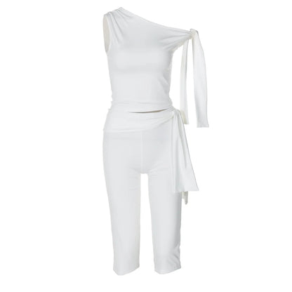 Tossy White Shorts 2 Piece-Set Female See-Through Slim Pleated Fashion Cropped Top And High Waist Shorts Sets Women's Outfits.