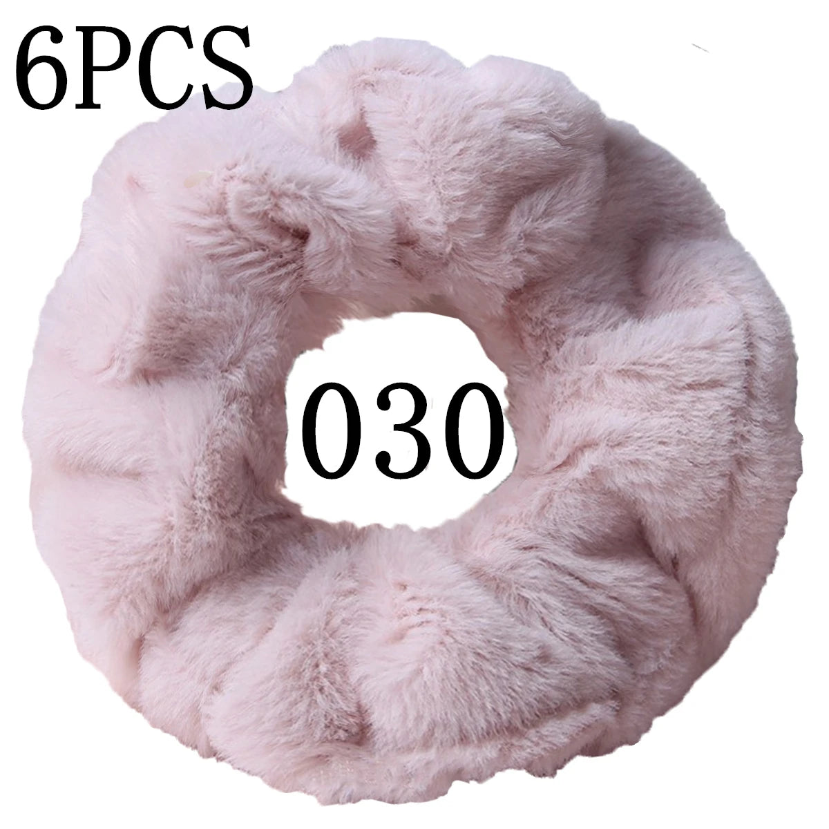 6pc Hair Scrunchies Furry Elastic Band Women Girl Ponytail Holder Rubber Ties Accessories Plush Faux Fur Soft Chiffon Headband