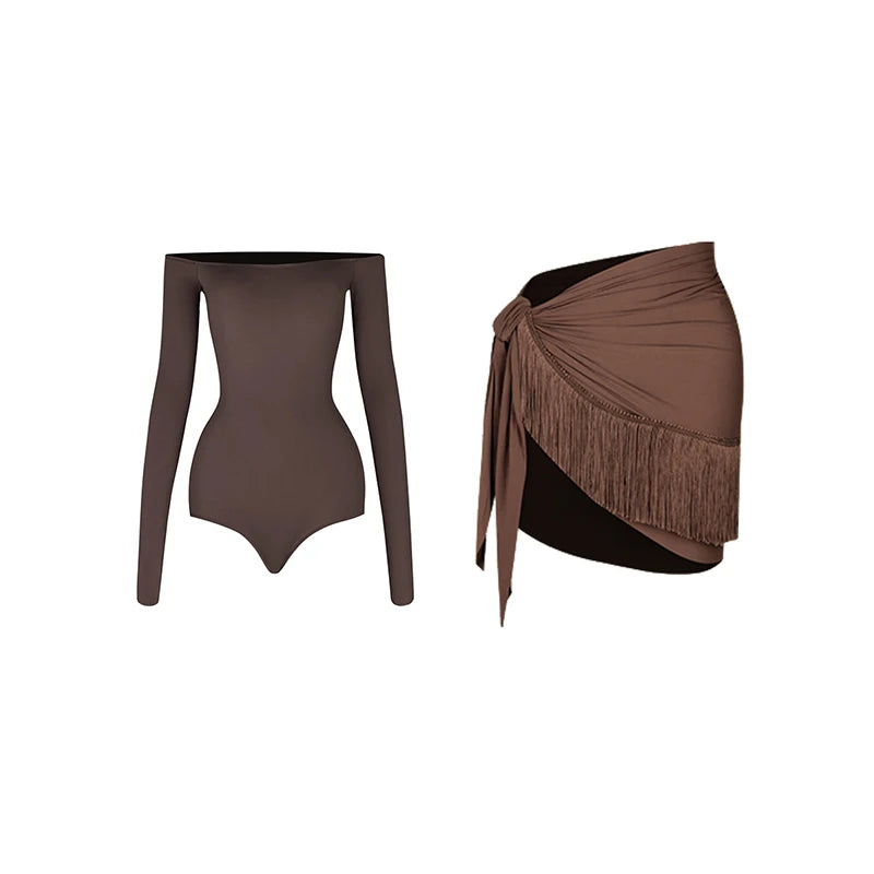 Off Shoulder Latin Dance Tops Fringe Skirt Women ZYM Latin Dance Clothes Competition Dress Club Rumba Samba Practice Wear V22221