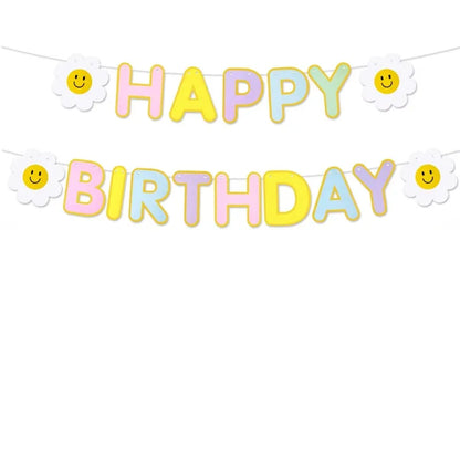 1PC Daisy Happy Birthday Party Dekoration Banner Kinder Erwachsene Szene Bunte Flaggen Party Foto Requisiten.