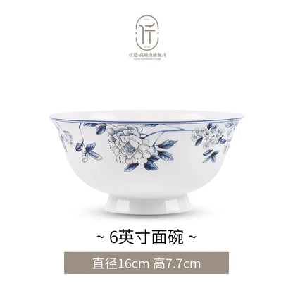 Blue Peacock Bone China Dining Plate Blue and White Kitchen Tableware Flower Ceramic Tableware Home Dining Bar Main Course Plate
