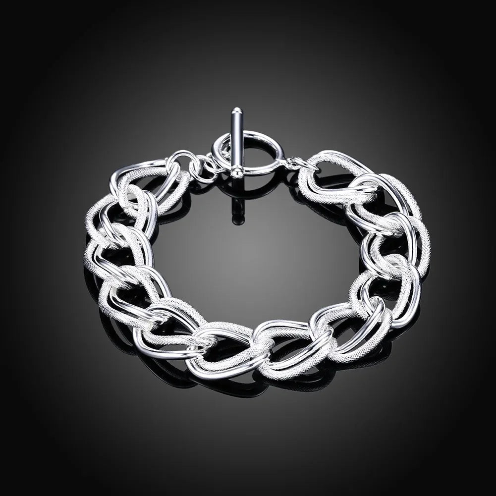 Fine 925 Sterling Silver Noble Nice Chain Solid Bracelet for Women Men Charms Party Gift Wedding Fashion Jewelry Hot Model.