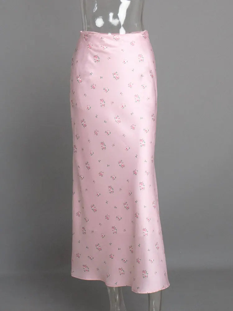 Tossy Summer Printed Fashion Long Skirt For Women High Waist Contrast Patchwork Slim Elegant Party Looks Ladies Y2k Maxi Skirt.