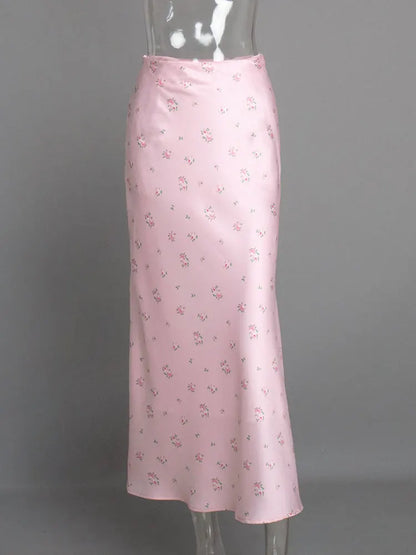 Tossy Summer Printed Fashion Long Skirt For Women High Waist Contrast Patchwork Slim Elegant Party Looks Ladies Y2k Maxi Skirt.