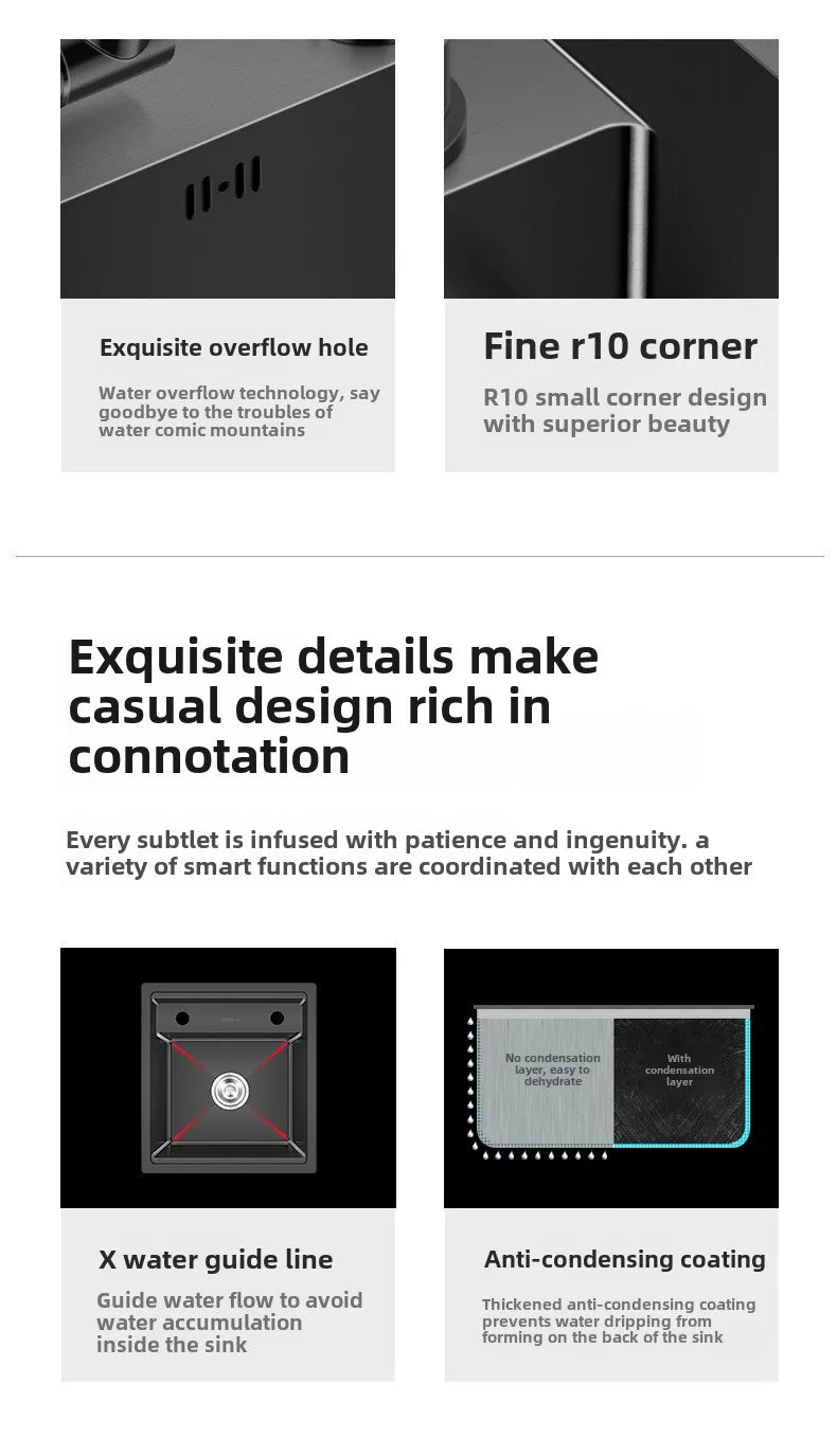 304 Stainless Steel Bar Sink Small Kitchen Sink Hidden Cup Washer Single Slot With Lid Balcony Garden ﻿