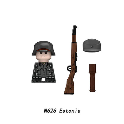 Military WWII Figure Building Blocks Accessories MP40 Rocket Launcher MG42 Officer Army Camouflage Soldier Pzf 98K Toy Gift N029