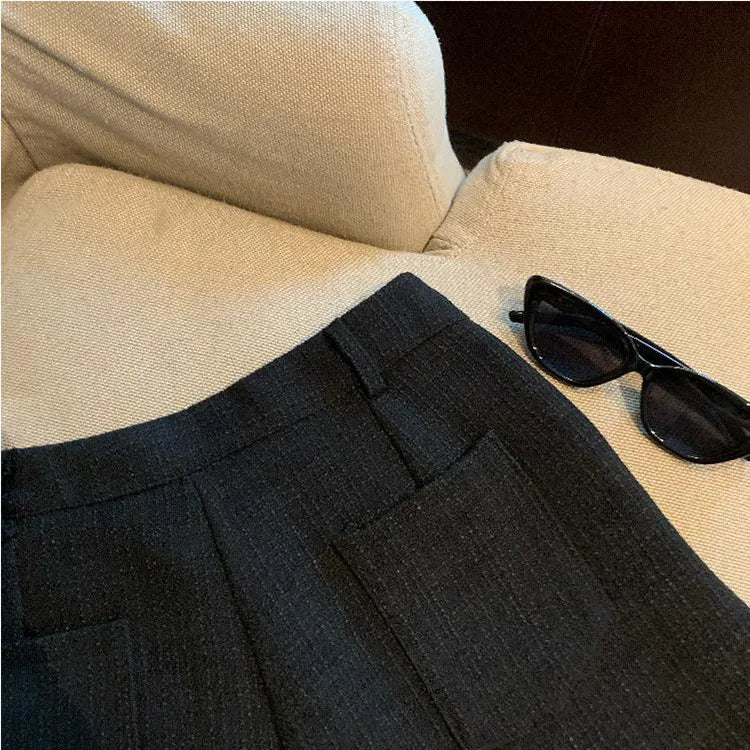 Fashion Tweed High Waist Women Shorts Autumn Winter Slim Office Woolen Black Shorts Women