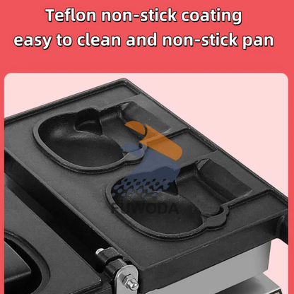 High Cost-Performance Electric Heating Waffle Making Machine Kitty Shaped Non-Stick Snack Cake Machine Open Mouth Waffle Maker.