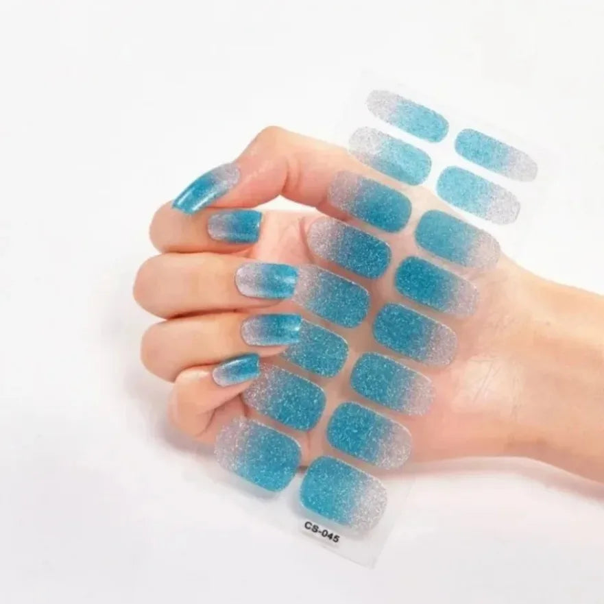 Glitter Gradient Full Cover Nail Art Stickers Fashion Silver Purple Nail Polish Strips DIY Waterproof Nail Foil Sticker Manicur