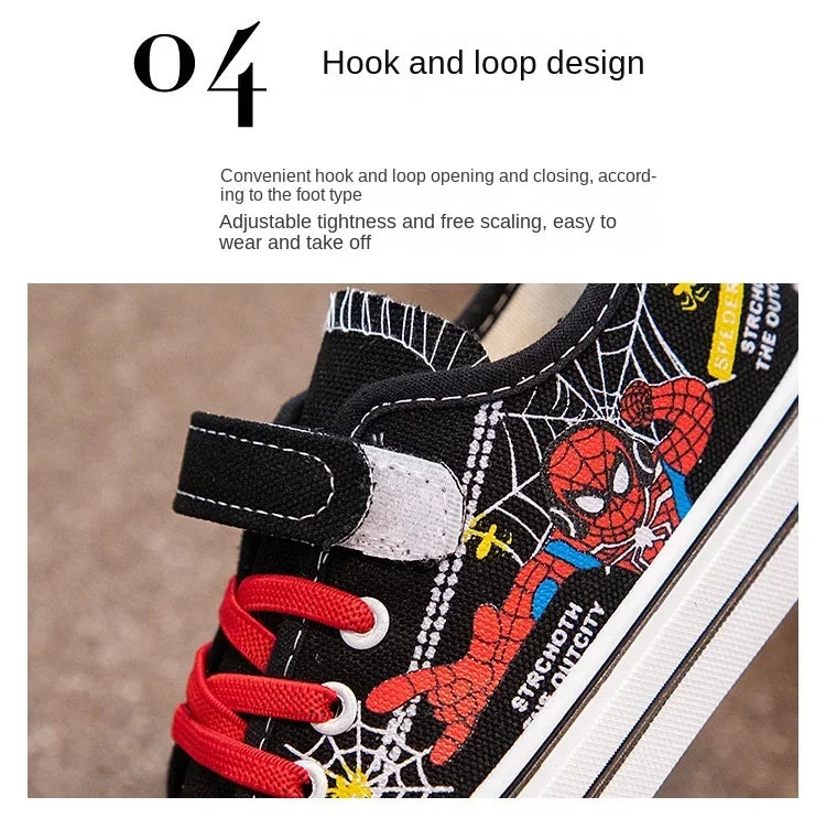 Disney Children's Canvas Shoes Spiderman Boys Sneakers Anti-slip Student Shoes Kids Soft Bottom Outdoor Shoes Sport Shoes.