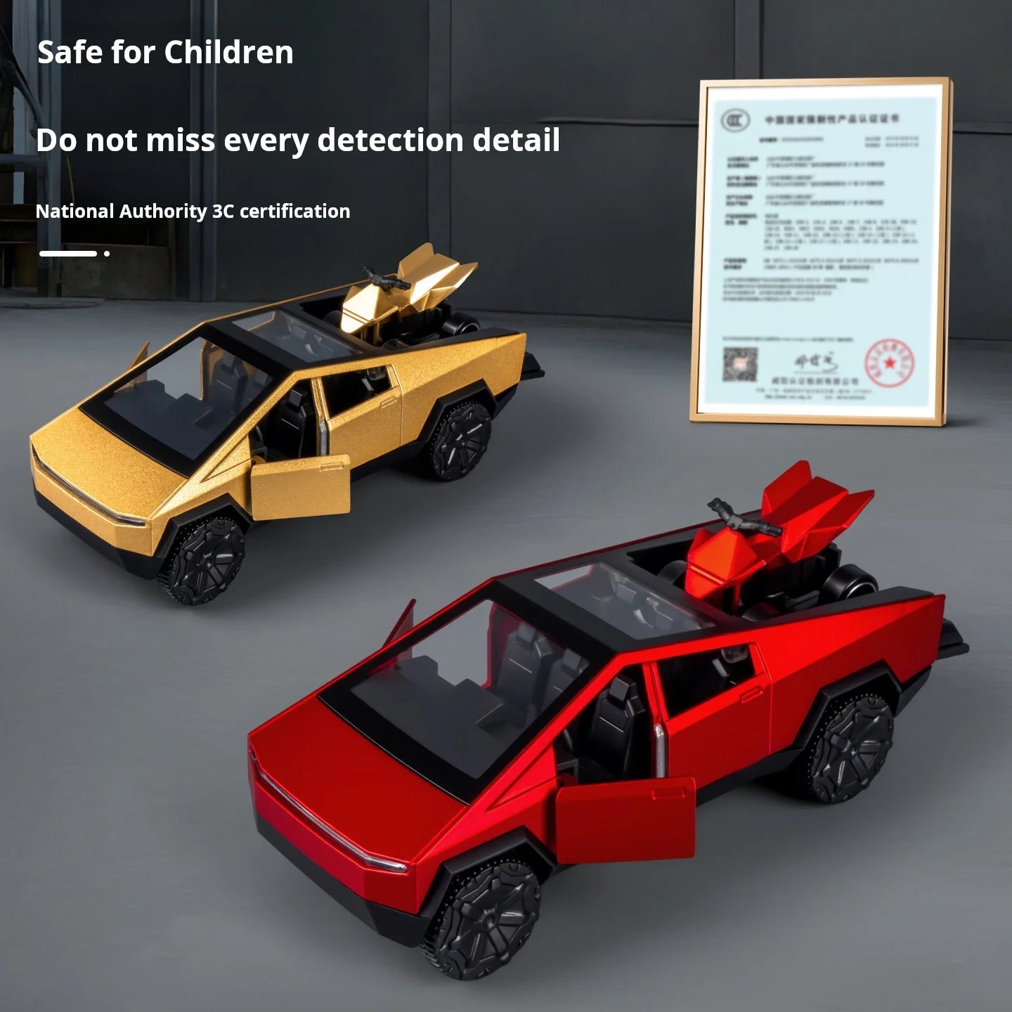 1:36 Cybertruck Toys Off Road Vehicle Die Cast Model Car Beach Motorcycle Hobby Collectible Birthday Gift For Boy.