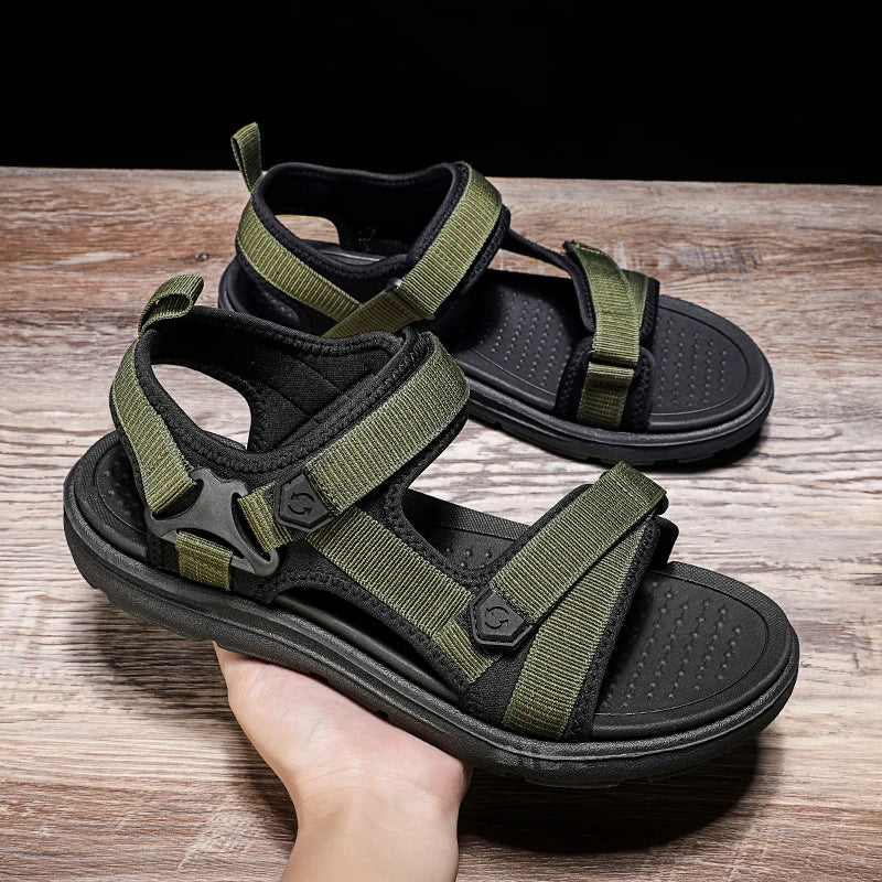 Summer Men's Sandals Outdoor Wadable Man Yoga Mat Insole Gladiator Open Beach Slippers Antiskid Durable Flat Men Shoes.