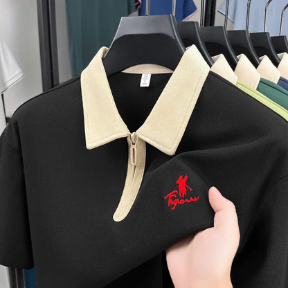 Designer brand fashion short sleeve polo shirt men luxury pony embroidery breathable summer color blocked high-end Paul T-shirt