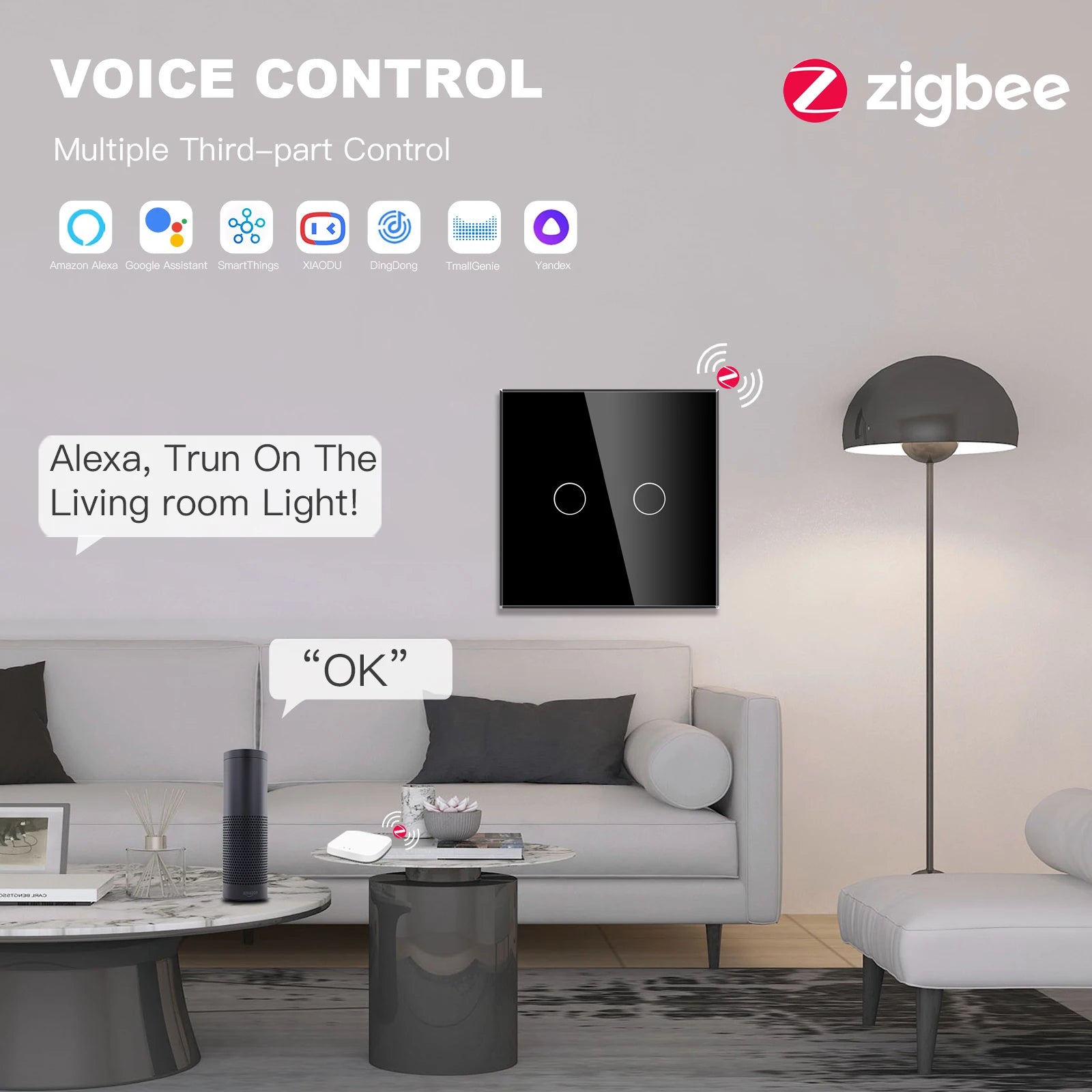 BSEED Zigbee 1/2/3Gang Touch Schalter Smart Wand Licht Schalter Tuya Google Smart Leben Alexa App Steuerung glas Panel Keine Neutral.