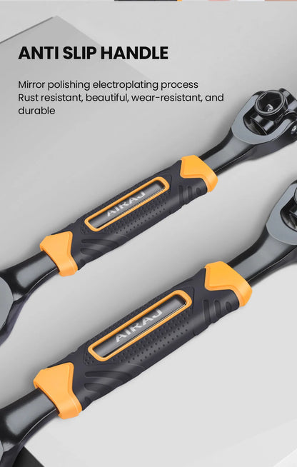 AIRAJ Schraubenschlüssel, 52-in-1-Werkzeugstecknuss, funktioniert mit Universal-Ratsche, Spline-Schrauben, Hülsen-Rotationswerkzeug, 360-Grad-Multifunktions-Handwerkzeug