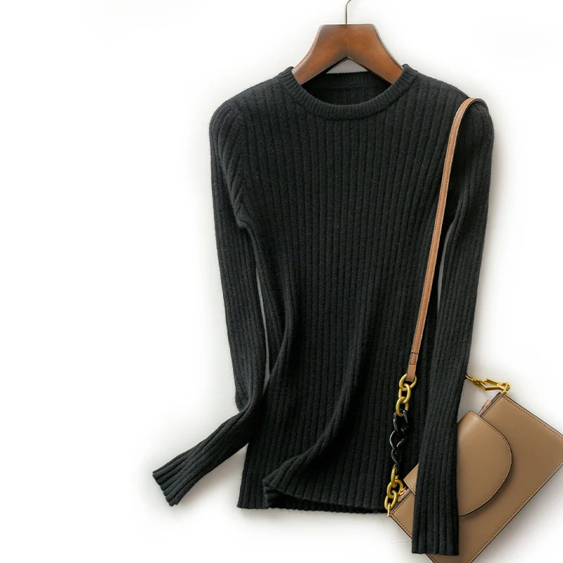 Frauen Pullover Oansatz Herbst Winter Grundlegende Pullover Warme Casual Pulls Jumper Koreanische Langarm Solide Strickwaren Bodenbildung Top.