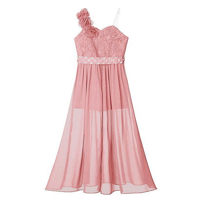 Elegantes Partykleid für Mädchen, Hochzeit, Geburtstag, Abschlussball, Bühne, Festzug, glänzende Pailletten, Perlenapplikation, Spitze, Chiffon, Overall-Kleider.