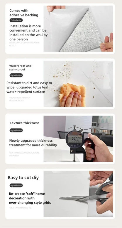 10PCS 30X30CM  Marble Gold 3D Wall Sticker Self Adhesive Tile Stickers Waterproof Oil Home Kitchen Bathroom Floor Sticker