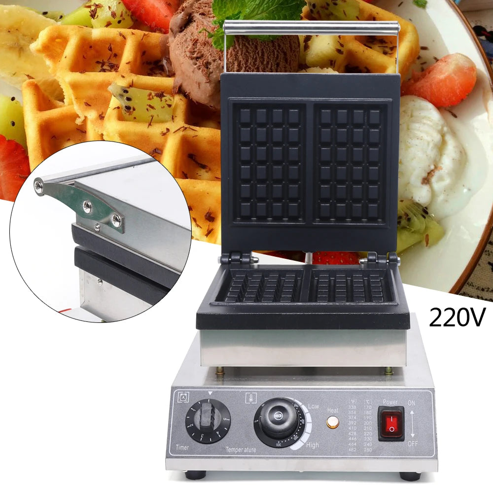 Waffle Maker Non-stick Electric Grill 1500 W Commercial Waffle Maker Made of Stainless Steel 2 Grid Shape.