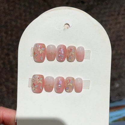 10Pcs French Handmade Press on Nails White Flower Fake Nails Wearable Stick-on Nails Full Cover False Nail Накладные Ногти 네일팁.