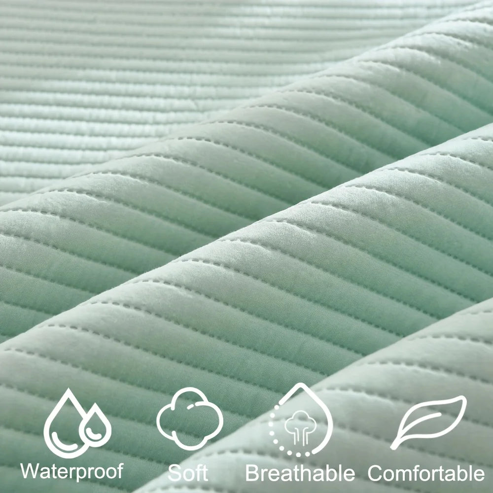 1pc Striped Waterproof Mattress Protector, Comfortable Mattress Cover, Soft and Breathable  for Single/Double Beds.