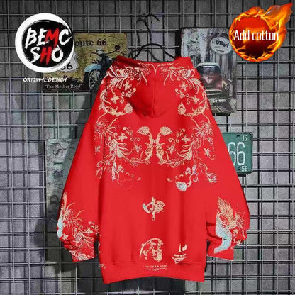 Chinese Style Essentials Hoodies Woman Winter Tops Coquette Star Clothes Autumn Pulovers Hooded Sweatshirt Women Grunge Vintage.