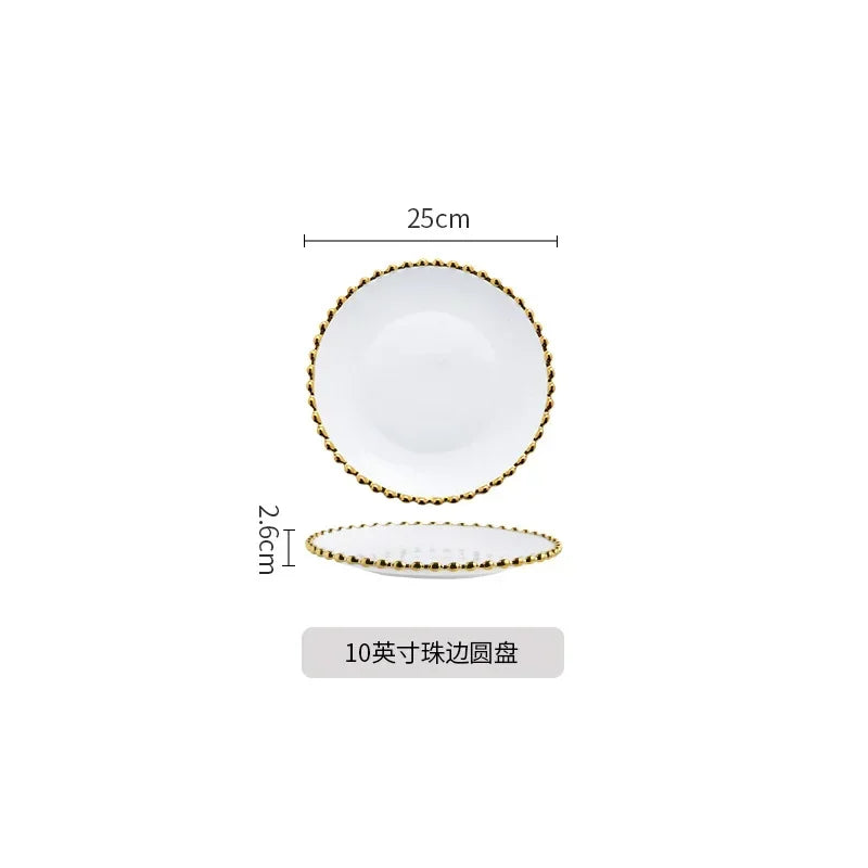 Nordic Luxury Phnom Penh Love Plate Ceramic Plate Dim Sum Fruit Breakfast Salad Dish Restaurant Steak Plate Jewelry.