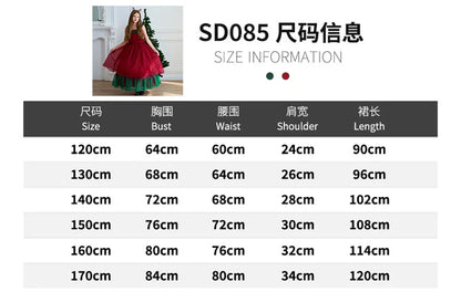 Mädchen Rot Grün Weihnachten Ballkleid Kinder Hochzeit Ball Party Abendkleid Prinzessin Vestido Kinder Karneval Leistung Kleidung.