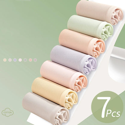 7Pcs Cotton Women's Panties Breathable Underwear Seamless Girls Briefs Solid Panty Soft Underpants Sexy Low-Rise Female Lingerie.