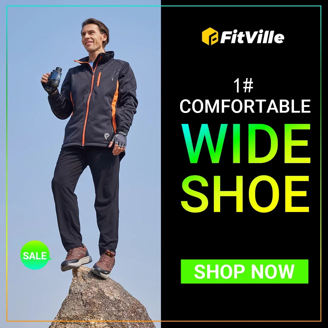 FitVille Men'S Widened Hiking Waterproof Outdoor Work Hiking Shoes With Arch Support To Relieve Heel Pain Lightweight Non-Slip.