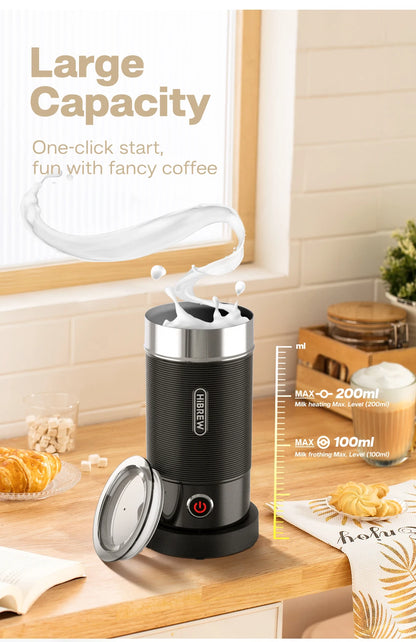 HiBREW Milk Frother Frothing Foamer Chocolate Mixer Cold/Hot Latte Cappuccino fully automatic Milk Warmer Cool Touch M1A.