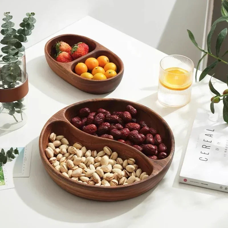 Solid Wood Tray Acacia Wood Premium Kung Fu Tea Small Tray Fruit Snacks Nuts Dessert Plate Desktop Storage Tableware.