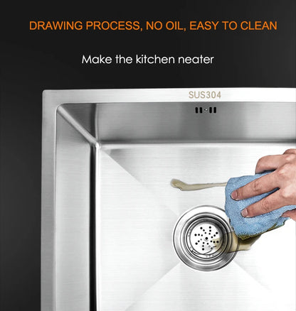 304 Stainless Steel Kitchen Sink Multiple Size Single Bowl Undermount Basin For Kitchen Fixture Improvement With Drainage