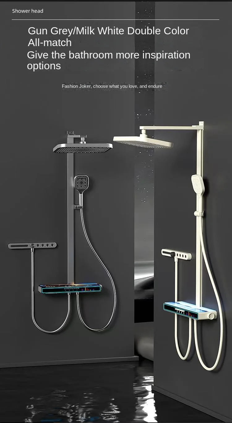 Bluetooth Music Digital Bathroom Shower System Ambient Lighting thermostatic Digital Bathroom Shower Set Faucets Accessories