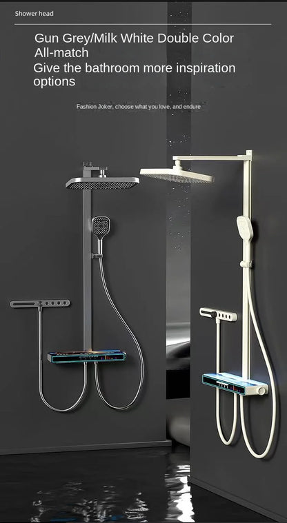 Bluetooth Music Digital Bathroom Shower System Ambient Lighting thermostatic Digital Bathroom Shower Set Faucets Accessories