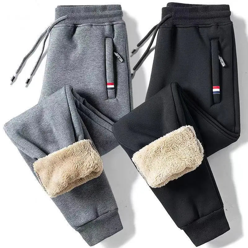 Winter Lambswool Warm Casual Pants Men's Fitness Jogging Sweatpants Male Solid Drawstring Bottoms Fleece Straight Trousers M-5Xl.