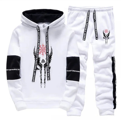 Mens Tracksuit Printed Casual Sweatshirts Sweatpants Single Piece Versatile Hoodie Pants Gym Sports Jogging Mens Clothing 2025.