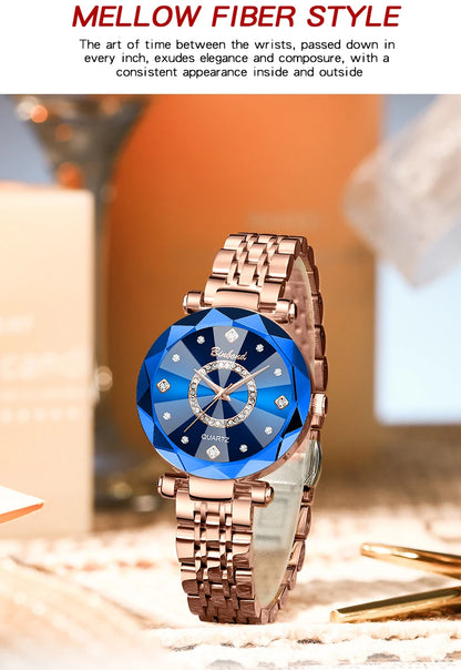 BINBONDN10 Women's Watches Elegant Fashion Original Quartz Watch for Lady Heart of the Ocean Design Waterproof Luminous Diamond.