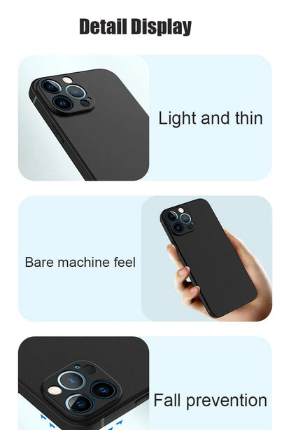 Luxury Black Silicone Matte Phone Case For iPhone 16 15 14 11 12 13 Pro Max 15 Plus 12 Mini 16E Xr X Xs Max Back Cover Soft Case.