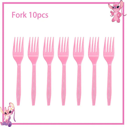 Disney Rosa Stich Geburtstag Party Dekorationen Geschirr Set Tischdecke Hintergrund Banner Für Kinder Geburtstag Dekorationen Lieferungen.