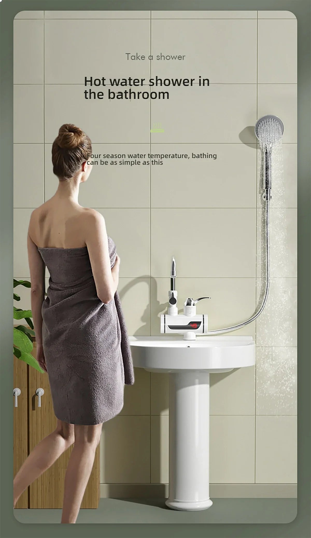 Electric Hot Cold Mixer Tap 3000W Instant Heating Faucet 360 Degree Rotation Fast Heating Tap Digital Kitchen Bathroom Supplies