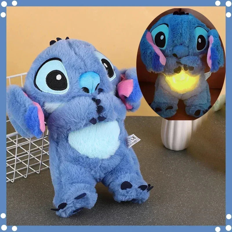 Kawaii Stitch Plush Doll Baby Sleeping Companion Sound Soothing Musical  Kawaii With Air Bag and Light Doll Breathing Toys Gifts.