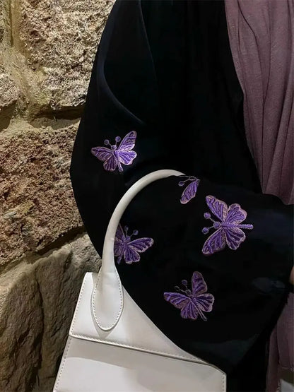 Ramadan Open Linen Butterfly Kimono Abaya Dubai Turkey Islam Muslim Dress Abayas For Women Kebaya Kaftan Robe Musulmane Femme.