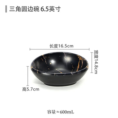 Marble Texture Imitation Melamine Plate BBQ Tableware Cake Fruits plates Snack Tray Outdoor Party Dishes Steak
