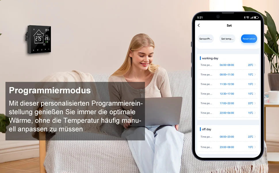 CONENTOOL WiFi Electric Thermostat 16A Floor Heating Smart Home with Alexa Tuya Google Digital Temperature Controller App Remote.