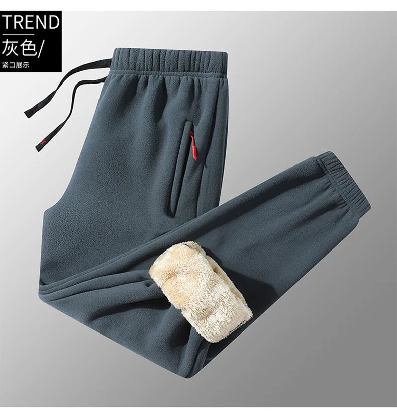 8XL Men's Down Pants Plus Size Winter Plus Velvet Thick Loose Cotton Pants Big Size Solid Color Warm Lamb Down Casual Sweatpants.