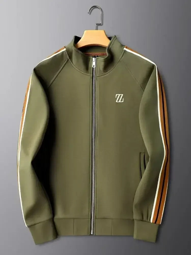 Men's autumn new style stand up collar casual sports suit, trendy and fashionable sports suit, loose long sleeved suit.