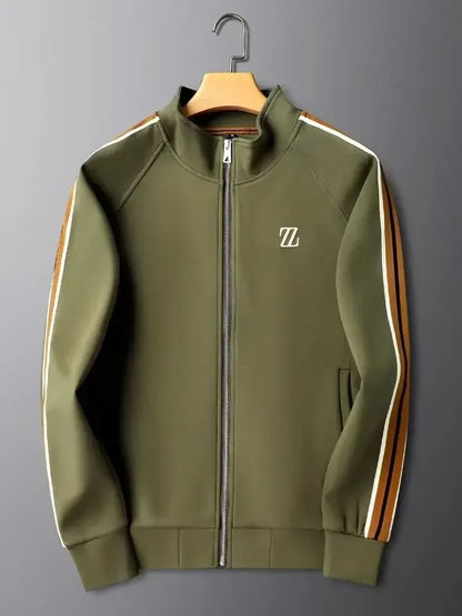 Men's autumn new style stand up collar casual sports suit, trendy and fashionable sports suit, loose long sleeved suit.